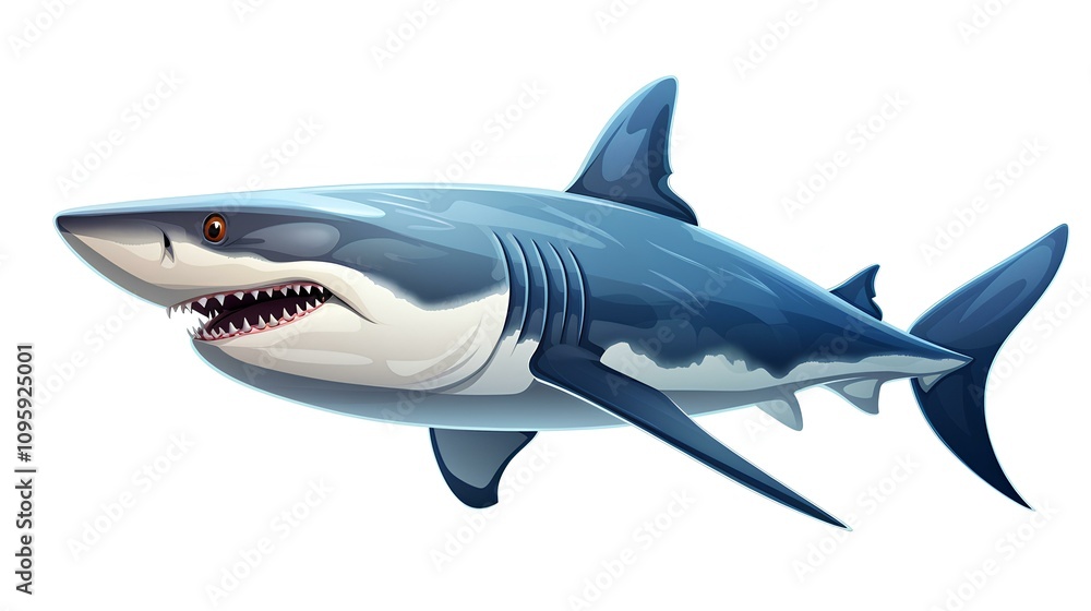 Magnificent Great White Shark: A Detailed Illustration of a Powerful Marine Predator Magnificent Great White Shark: A Detailed Illustration of a Powerful Marine Predator
