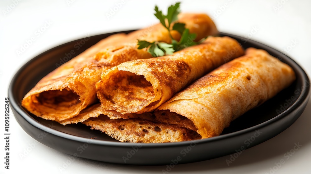 Indian masalla dosa on a whited background. Indian masalla dosa on a whited background.