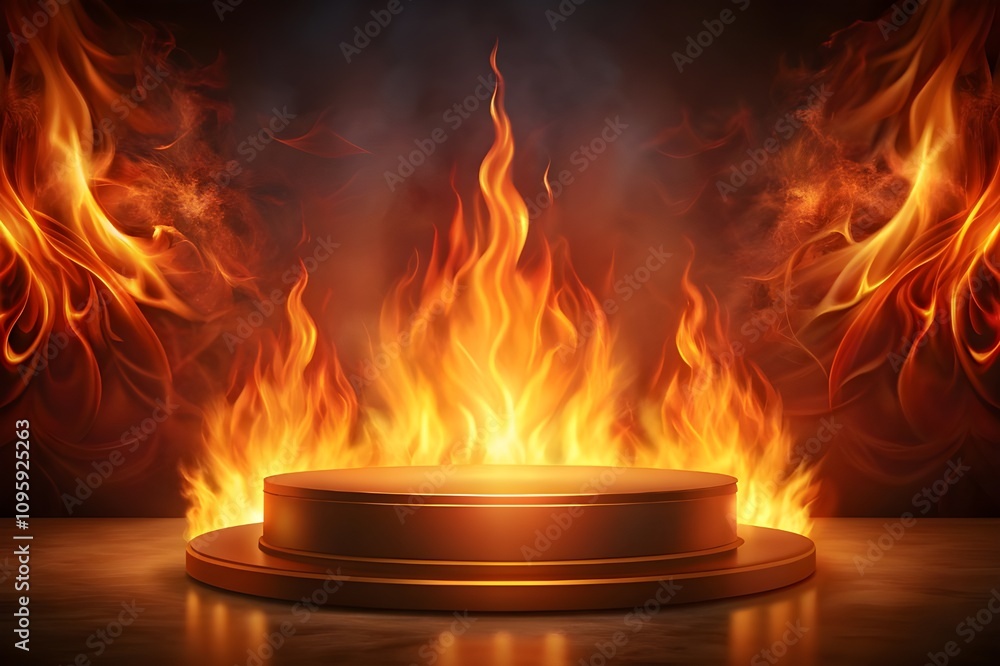 Fototapeta premium fire podium background for product display
