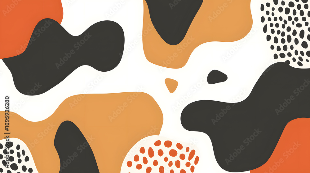 Fototapeta premium Abstract shapes in warm tones and contrasting colors