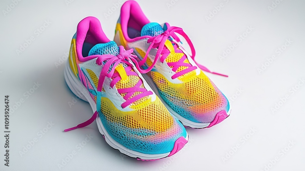 Colorful Running Shoes with Bright Pink and Blue Accents for Sports Colorful Running Shoes with Bright Pink and Blue Accents for Sports