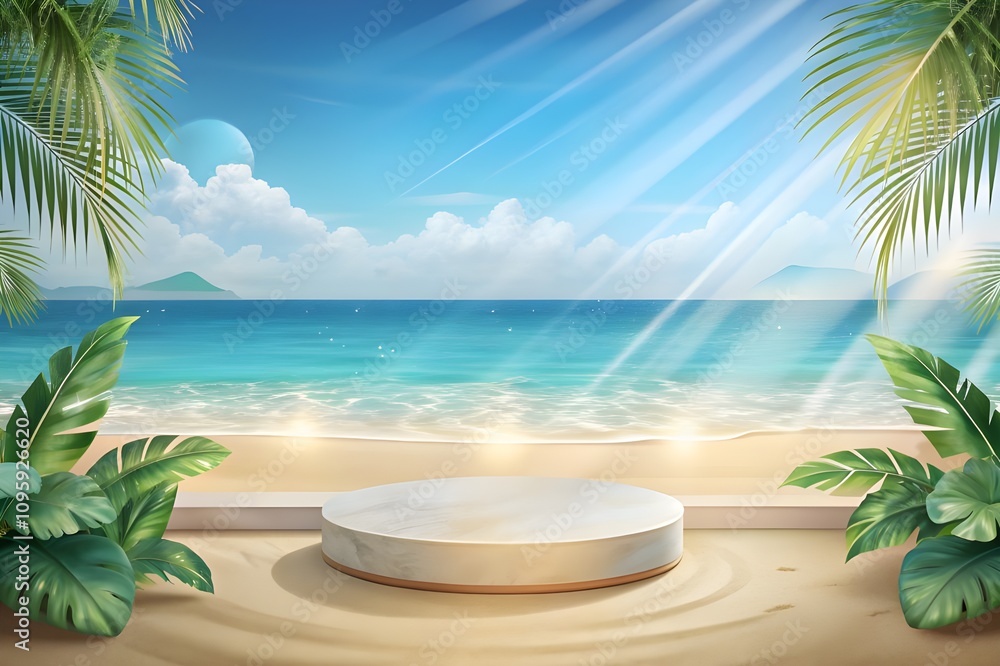 Obraz premium beach podium background for product display