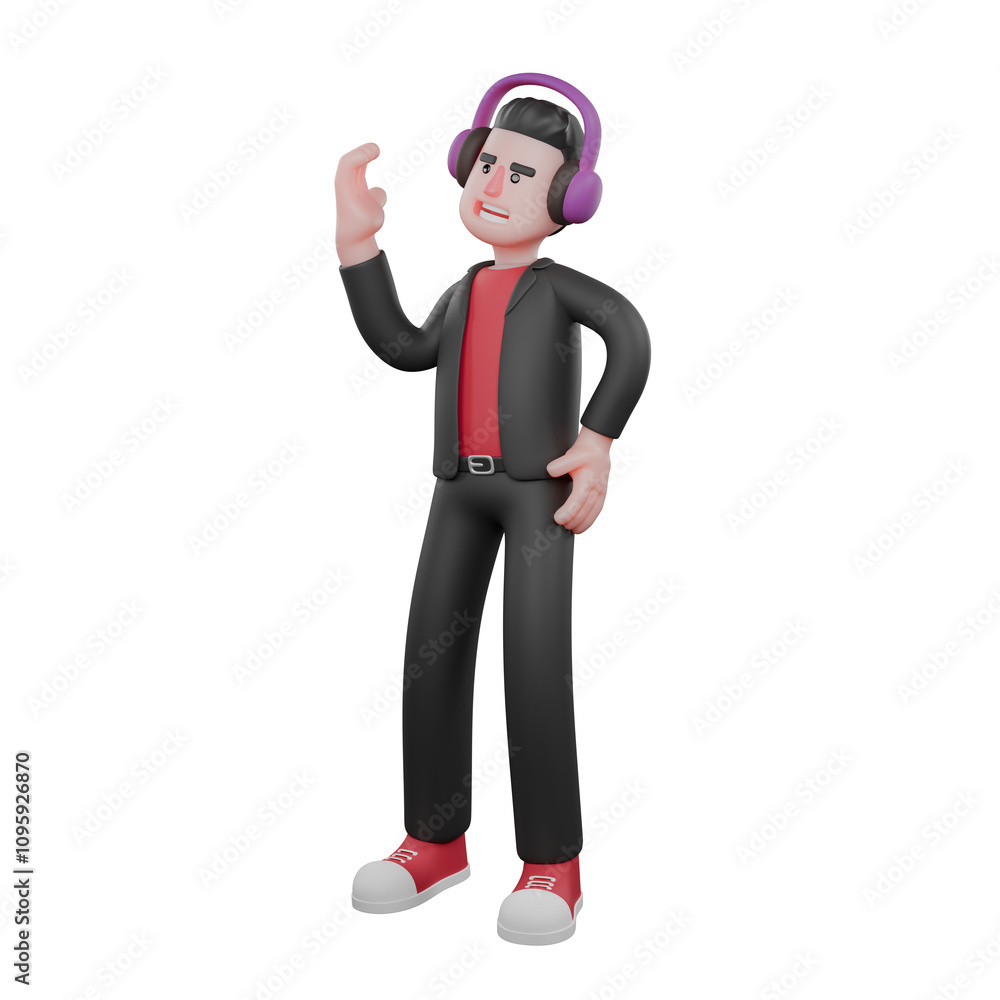 Animated Dance Choreographer Model. A male choreographer stands with his right hand on his waist and his left hand raised up with a happy expression. 3D Performer Animated Dance Choreographer Model. A male choreographer stands with his right hand on his waist and his left hand raised up with a happy expression. 3D Performer