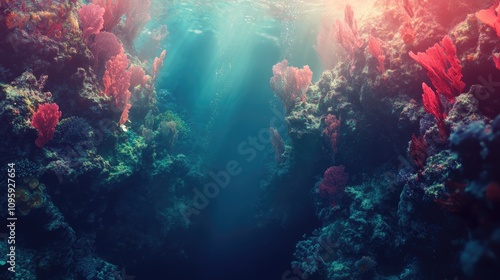 Wallpaper Mural Underwater Coral Reef Scene with Vibrant Colors and Soft Light Torontodigital.ca