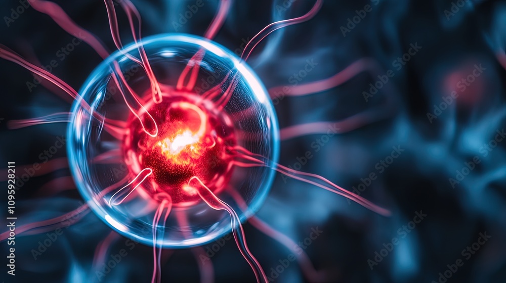 Obraz premium Abstract glowing plasma sphere with energy streams.