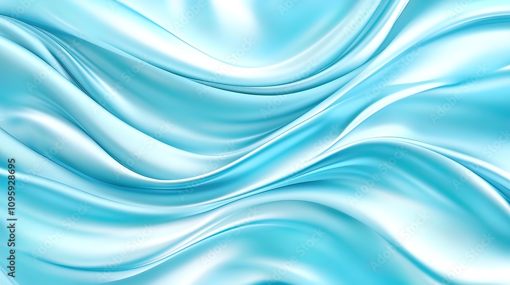 Fototapeta premium Abstract light blue wavy silky fabric background.