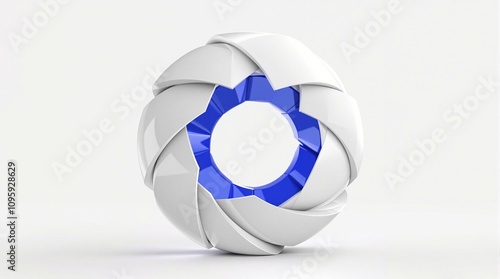 Abstract 3D Render of a White and Blue Geometric Sphere