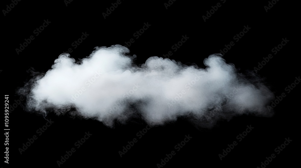 Soft White Smoke Cloud on Black Background for Artistic Use Soft White Smoke Cloud on Black Background for Artistic Use