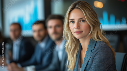Confident Businesswoman Leader Team Meeting Corporate Success
