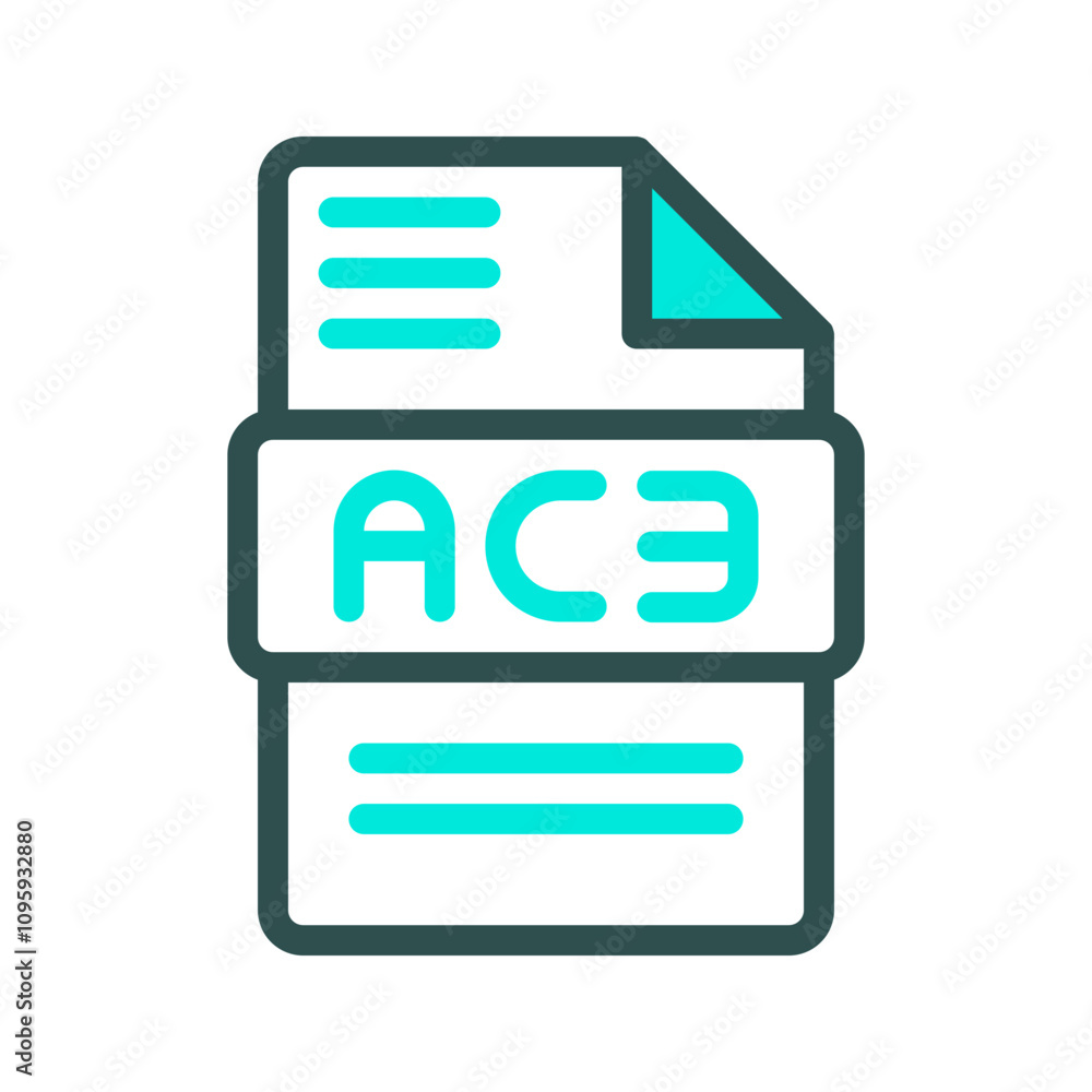 Ac3 audio format symbol with bright and clear color lines Ac3 audio format symbol with bright and clear color lines