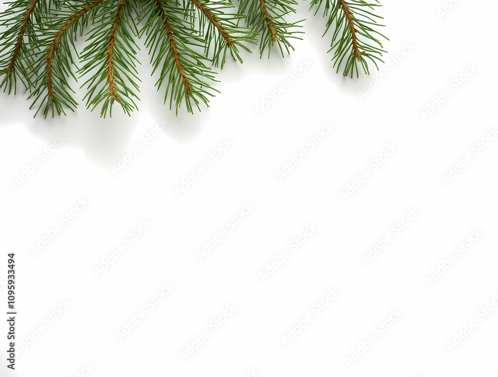 Background with Christmas tree branches, on a white background Background with Christmas tree branches, on a white background