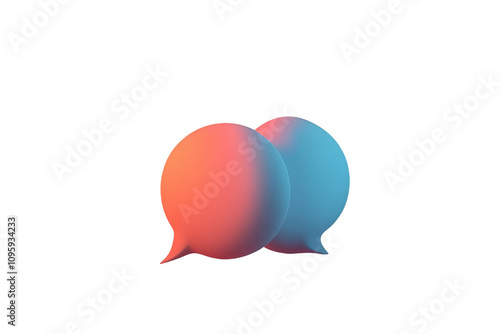 The image features two 3D speech bubbles designed in a spherical shape with a smooth gradient color, presented as a PNG file on a clear background for versatile use in digital designs.