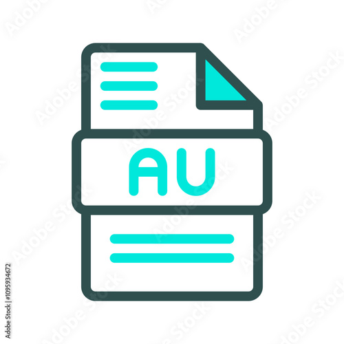 Au modern design with colored outline for audio file format