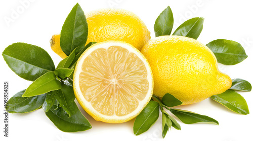 Wallpaper Mural Fresh lemons with vibrant green leaves Torontodigital.ca