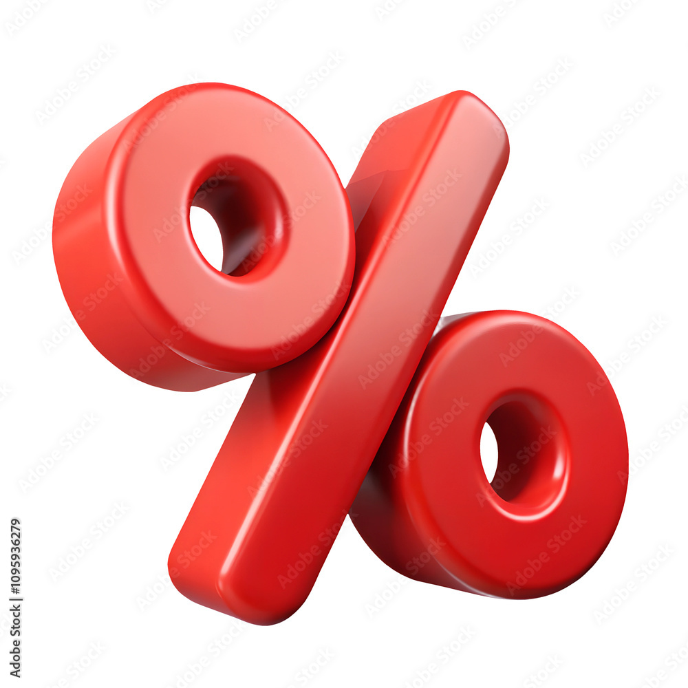 red percent sign 3d render icon in cartoon plastic style minimal isolated on transparent white background, clipping path red percent sign 3d render icon in cartoon plastic style minimal isolated on transparent white background, clipping path