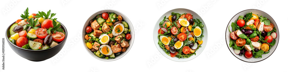Niçoise salad isolated on white background. mix collection png. Niçoise salad isolated on white background. mix collection png.