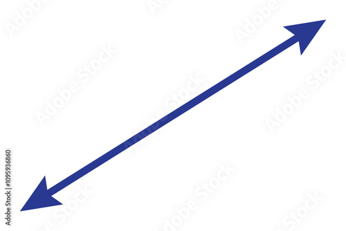 Diagonal thin double arrow. Vector illustration.