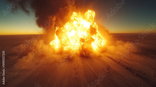 Obraz na płótnie Combat Missile and Explosions in Action