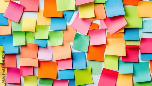 A Colorful Collage of Sticky Notes: Ideas, Reminders, and Organization