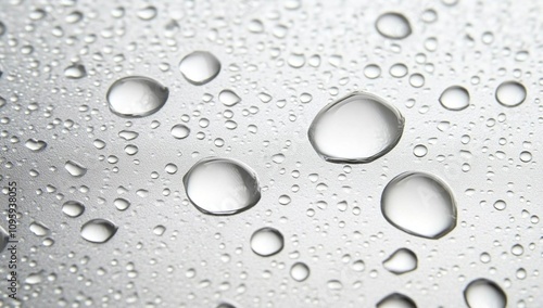 Macro Photography of Water Droplets on a Smooth Surface