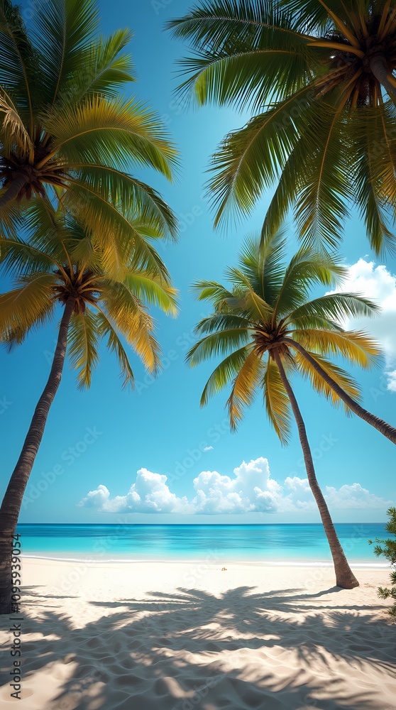 Fototapeta premium Palm trees on a beach in summer