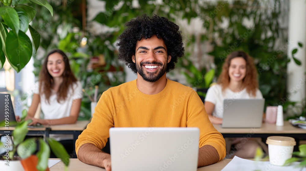 Happy Diverse Team Working on Laptops in Green Office Young Adult Student Intern First Job Ambitious Happy Diverse Team Working on Laptops in Green Office Young Adult Student Intern First Job Ambitious