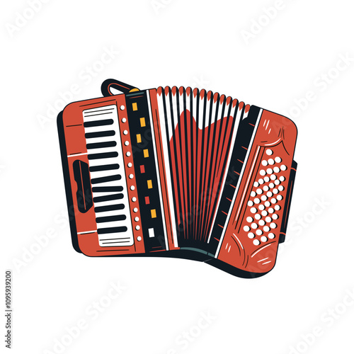 Vibrant vector design of a classic accordion showcasing traditional musical elements and lively colors