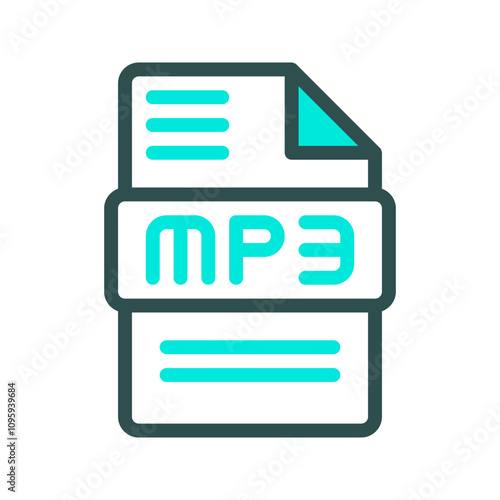 Mp3 audio file symbol with an elegant and clean color outline