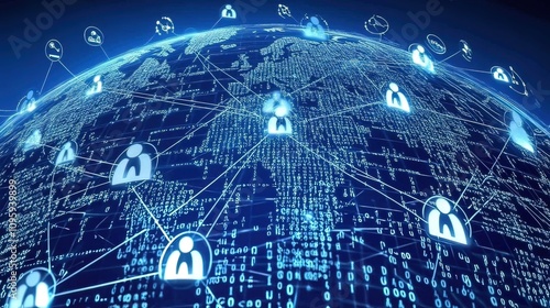 Global network connection visualized on a digital earth.