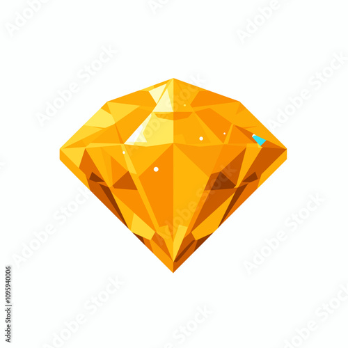 Bright orange diamond vector design with facets and a glossy finish