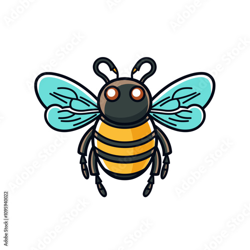 Colorful vector design of a stylized bee with vivid wings and stripes