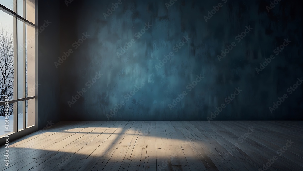 abstract blue background for product presentation with sunlight and wooden floor abstract blue background for product presentation with sunlight and wooden floor