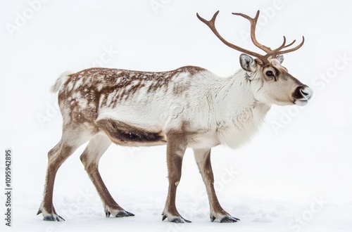 Reindeer (Rangifer tarandus). Isolated over white photo