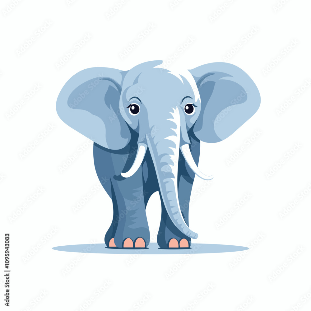 Fototapeta premium Blue elephant illustration showcasing a friendly demeanor and playful characteristics in vector art style