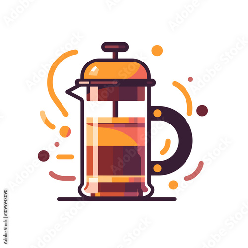 French press coffee maker with vibrant design and abstract elements enhancing the brewing experience