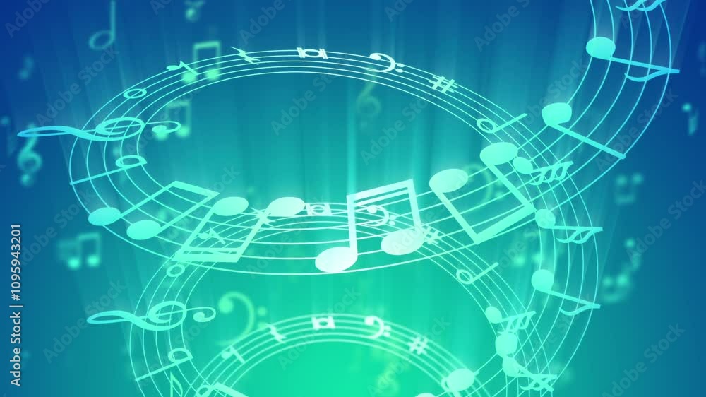 Music Notes Background Loop Musical note symbols moving through spiral ...