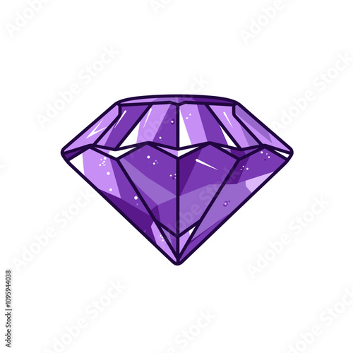 Vibrant purple diamond vector art showcasing a multi-faceted gemstone with sparkling highlights and intricate details