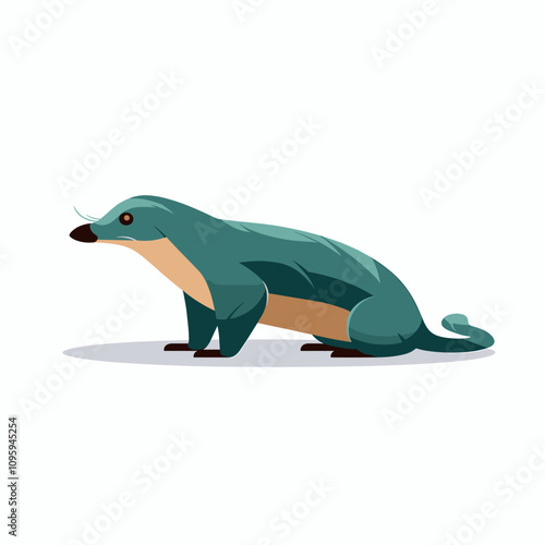 Unique cartoon illustration of an aquatic mammal in a playful pose on a light background