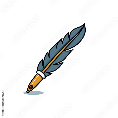 Elegant quill pen resting on a surface, symbolizing writing and creativity in a classic style