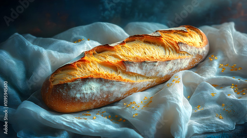 Golden Light on Rustic Bread Illustration photo