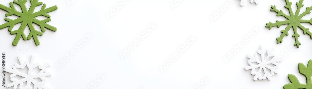 A minimalistic winter-themed background featuring white and green snowflakes against a light backdrop. A minimalistic winter-themed background featuring white and green snowflakes against a light backdrop.