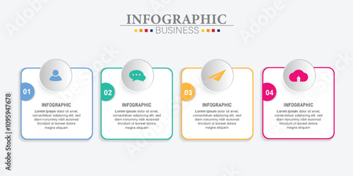 Business Infographic design template Vector with icons and 4 four options or steps.