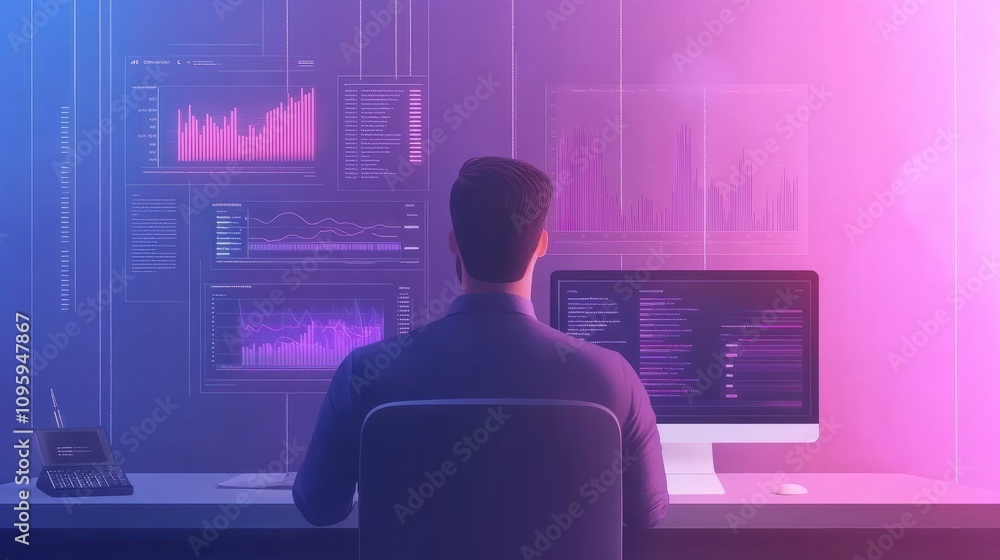Data analysis for business success. Intelligence and business analytics. Businessman analyzing sale report with key performance indicators (KPI) dashboard, Customer data insight Data analysis for business success. Intelligence and business analytics. Businessman analyzing sale report with key performance indicators (KPI) dashboard, Customer data insight