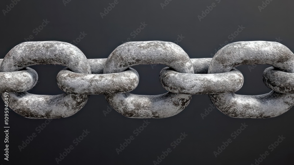 Fototapeta premium Diagonal chain, a blockchain concept, gray closeup
