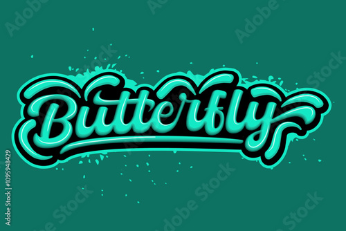 butterfly graffiti lettering typography art