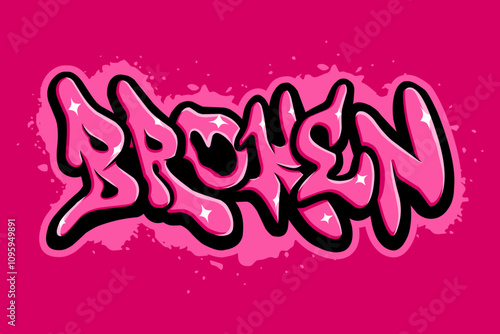 broken graffiti lettering typography art
