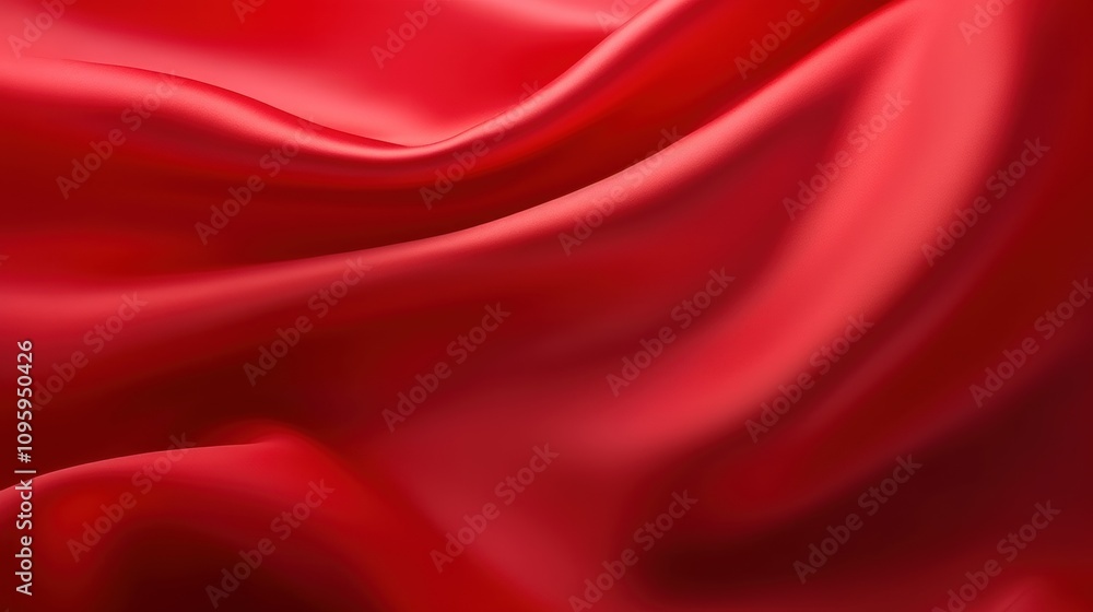 Abstract Red Fabric Texture with Soft Waves and Smooth Flowing Patterns for Background or Design Use
