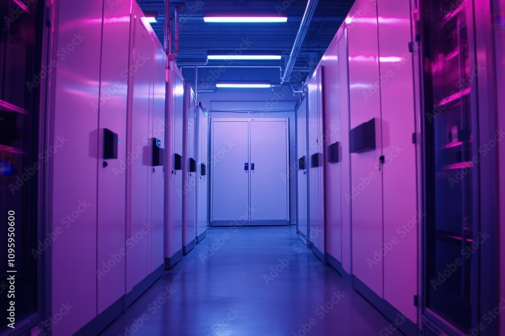 High-capacity industrial freezer in a cold storage facility High-capacity industrial freezer in a cold storage facility