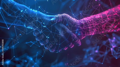 Connectivity abstract wallpaper with a professional handshake and digital network overlay, perfect for background concepts