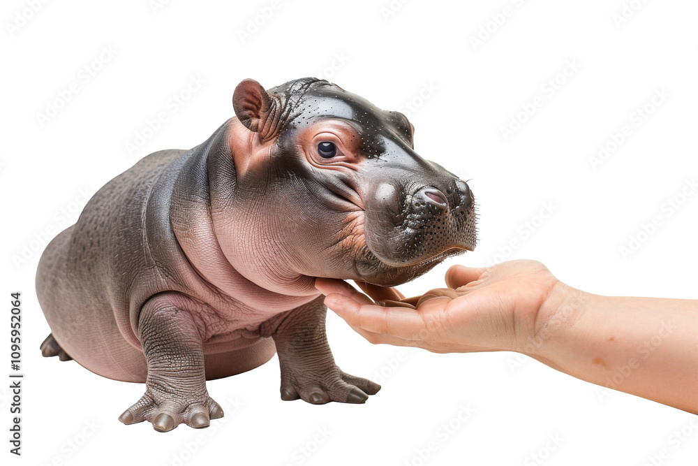 Adorable Baby Hippo Bonding with Human Touch Adorable Baby Hippo Bonding with Human Touch